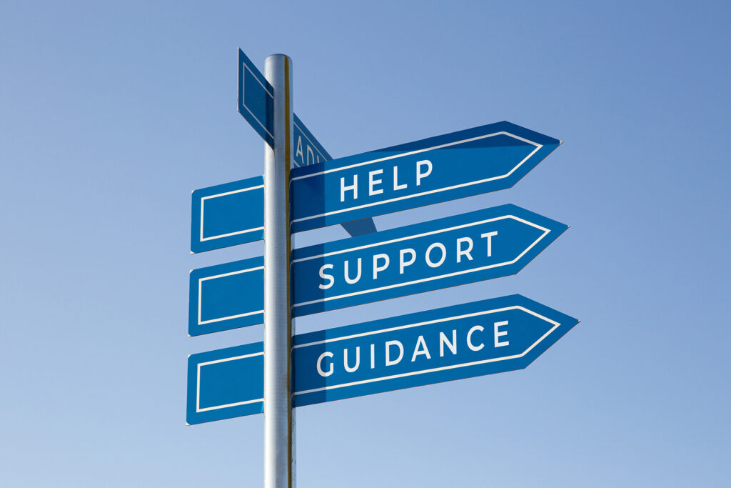 help support guidance sign